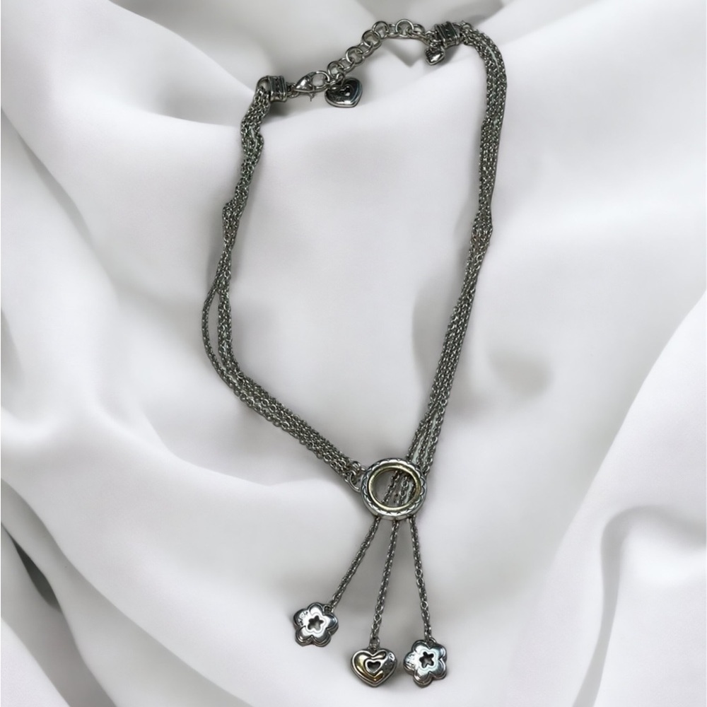 Brighton Silver Plated Two Toned Mixed Metals Dangle Charm Necklace